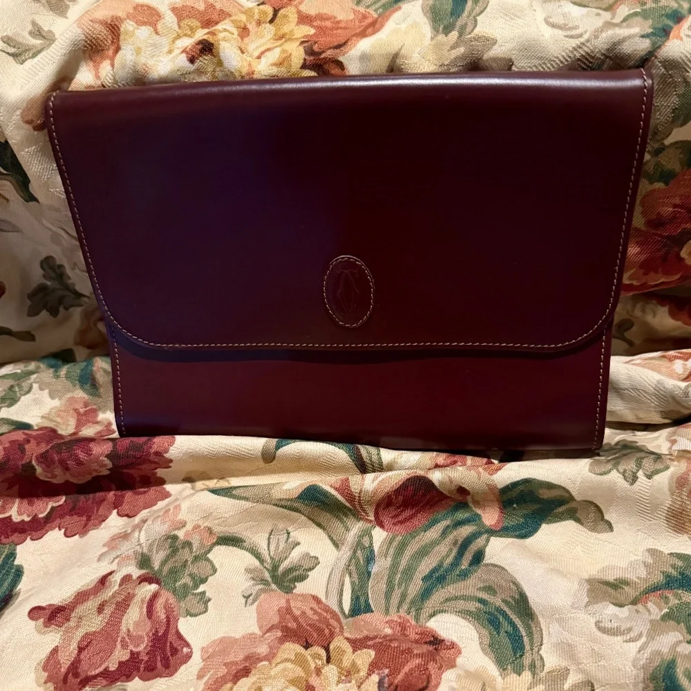 EUC Cartier Leather Pouch/Clutch, Burgundy